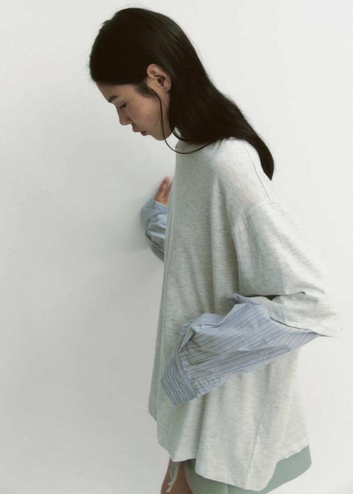 Women Tops Grey Bryton Layered Tee - Light Grey/Blue The Frankie Shop