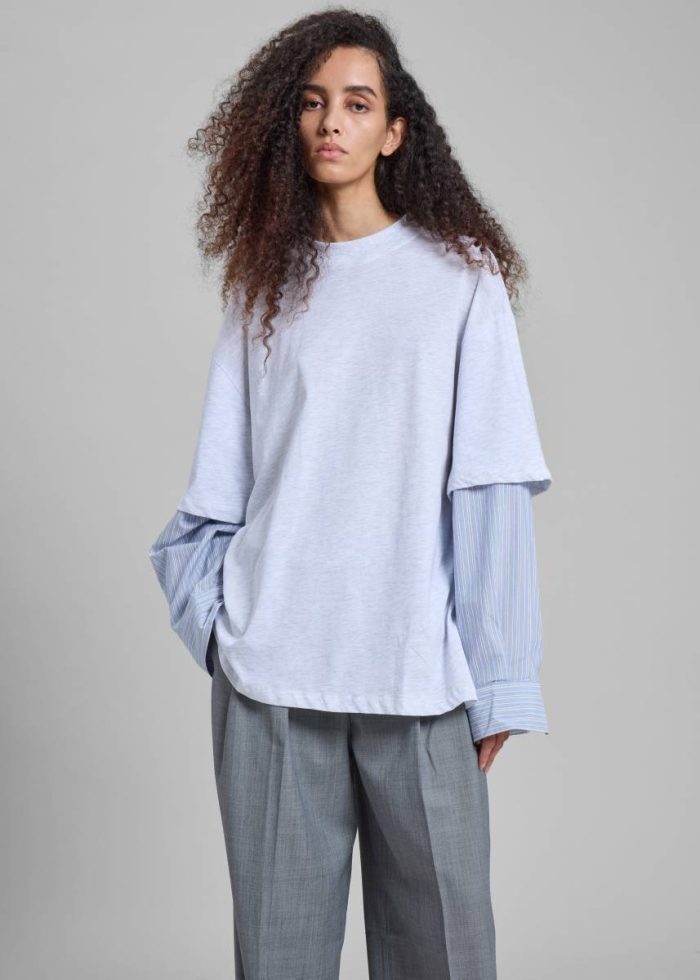 Women Tops Grey Bryton Layered Tee - Light Grey/Blue The Frankie Shop