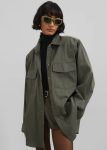 Women Tops Prilly Oversized Shirt - Khaki Green The Frankie Shop