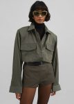 Women Tops Prilly Oversized Shirt - Khaki Green The Frankie Shop