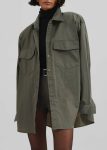 Women Tops Prilly Oversized Shirt - Khaki Green The Frankie Shop
