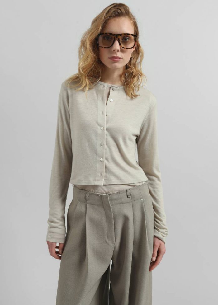 Women Vinni Thin Wool Cardigan - Light Beige Knitwear The Frankie Shop Beige