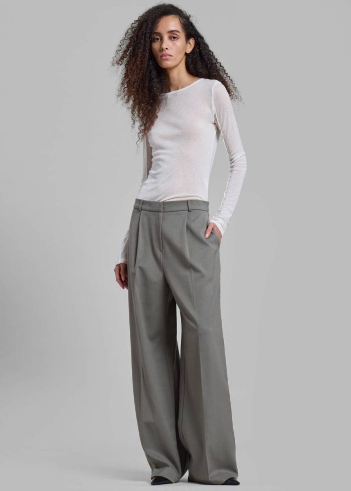 Women White Mesa Sheer Long Sleeve Tee - White Tops The Frankie Shop