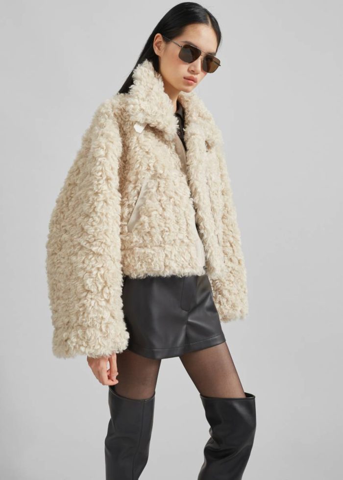 Women White The Frankie Shop Skov Faux Shearling Jacket - Ivory Outerwear