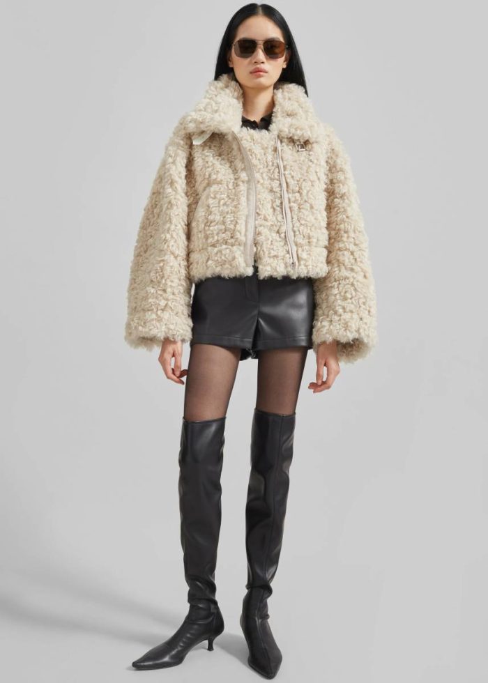Women White The Frankie Shop Skov Faux Shearling Jacket - Ivory Outerwear