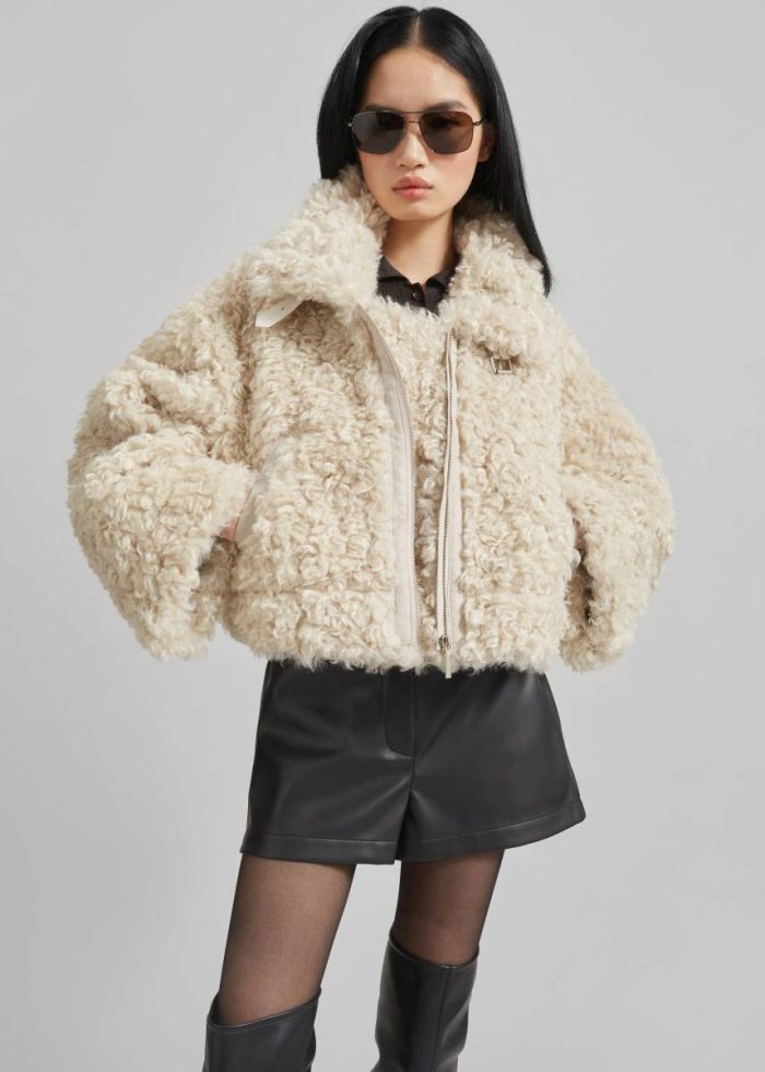 Women White The Frankie Shop Skov Faux Shearling Jacket - Ivory Outerwear