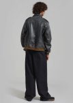 Wyatt Leather Bomber Jacket - Charcoal Outerwear Charcoal Men The Frankie Shop