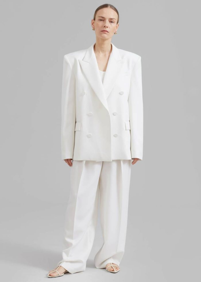 Zia Covered Buttons Blazer - White The Frankie Shop Women White Outerwear