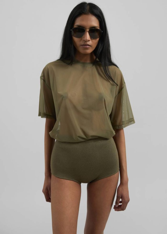 Zolli Mesh Tee - Khaki Tops The Frankie Shop Women Green