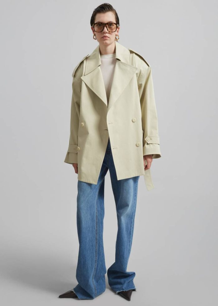 Zurich Oversized Short Trench - Cement Women The Frankie Shop Beige Outerwear