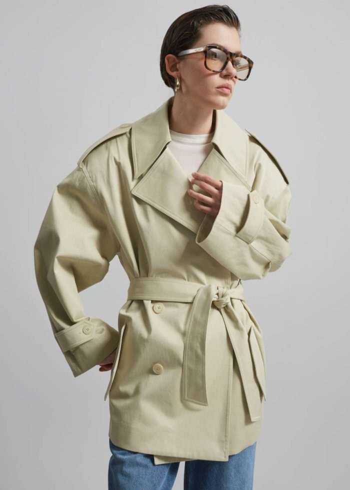 Zurich Oversized Short Trench - Cement Women The Frankie Shop Beige Outerwear