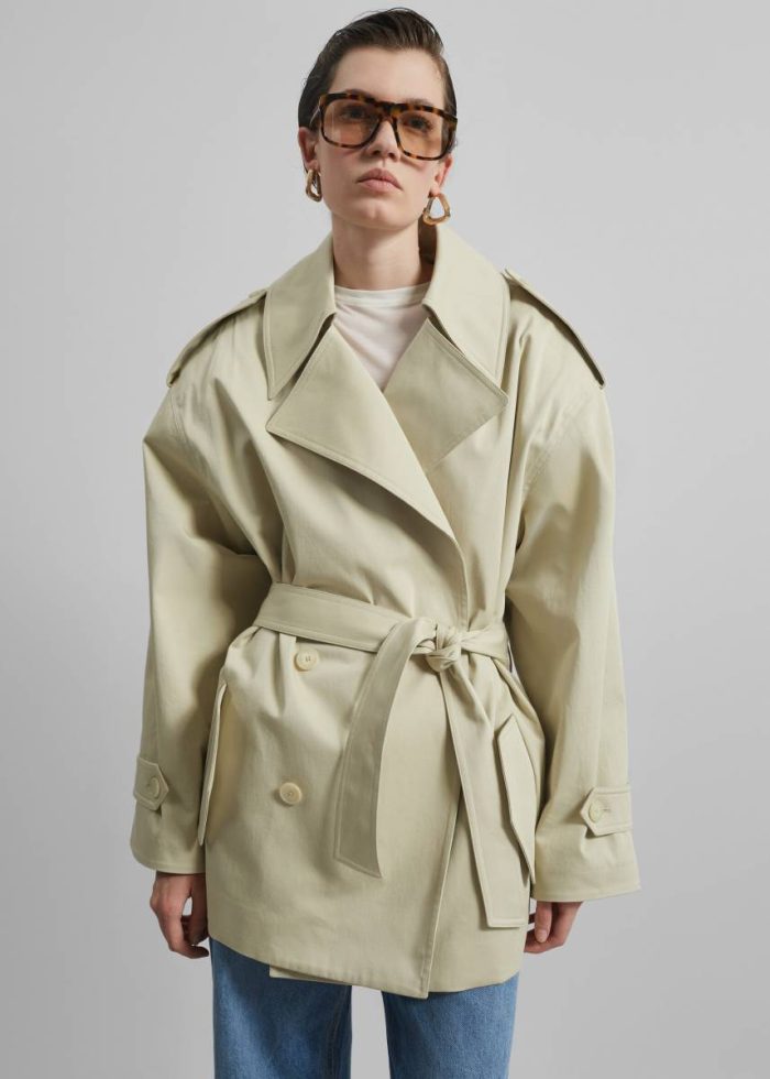 Zurich Oversized Short Trench - Cement Women The Frankie Shop Beige Outerwear